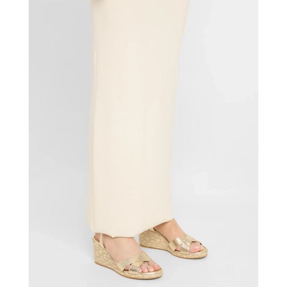 Stuart Weitzman Dayna Espadrille Wedge Sandal Leather Light Gold Natural 10.5 B - Picture 10 of 10